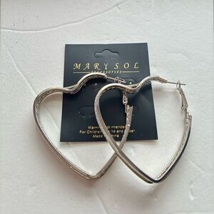 Silver Heart-Shaped Hoop Earrings
